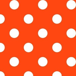 Big Polka Dot Pattern - Orange Red and White