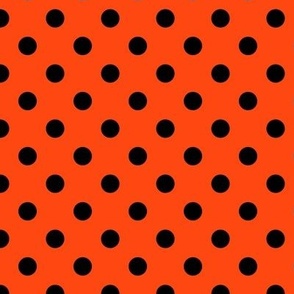 Polka Dot Pattern - Orange Red and Black