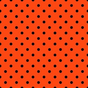 Small Polka Dot Pattern - Orange Red and Black
