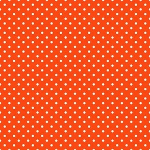 Tiny Polka Dot Pattern - Orange Red and White