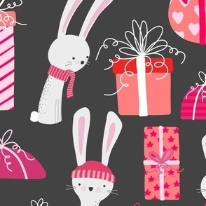 christmas presents and bunnies - dark