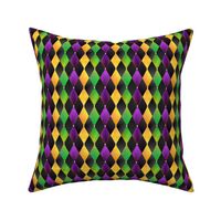 Mardi Gras Harlequin Argyle -- Mardi Gras Gold, Purple, Green Diamonds over Black -- 1202dpi (13% of Full Scale) -- 2.63in x 3.13in repeat