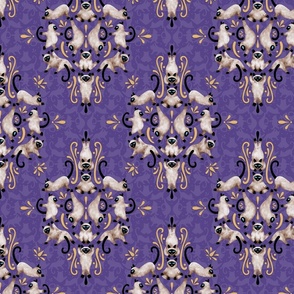 Cat Yoga Damask - Grape - Small 