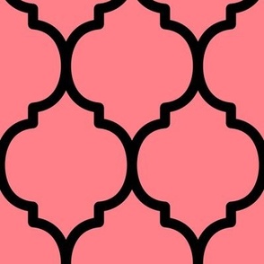 Extra Large Moroccan Tile Pattern - Shell Pink and Black