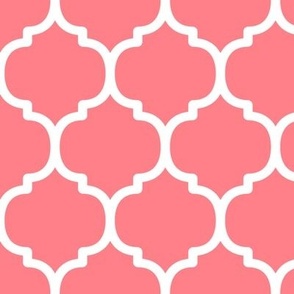 Large Moroccan Tile Pattern - Shell Pink and White