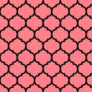 Moroccan Tile Pattern - Shell Pink and Black