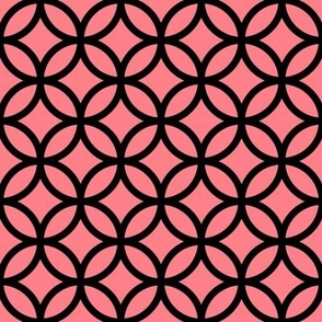 Interlocked Circle Pattern - Shell Pink and Black