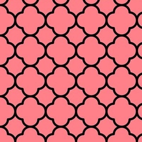 Quatrefoil Pattern - Shell Pink and Black