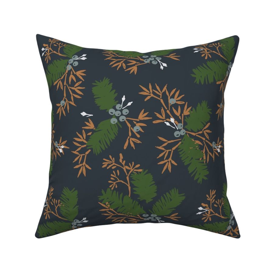 Pine Sprigs - Quiet Winter Navy and Green