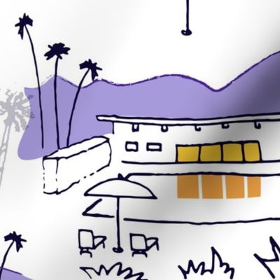 Palm Springs Backyard Oasis Hand Drawn