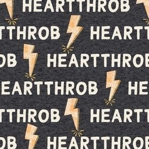 small // Valentines Day Boys Heart Throb Text Lightning on Charcoal