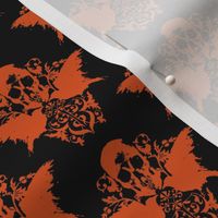 Skull and Raven Damask - Halloween orange