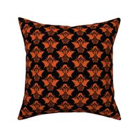 Skull and Raven Damask - Halloween orange