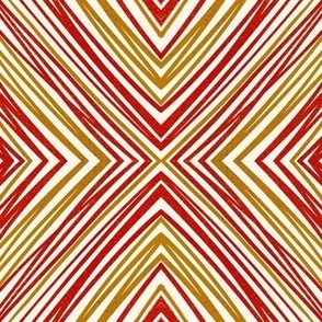 Zigzag abstract pattern in brilliant red and golden mustard, jumbo scale for bed linen, wallpaper and large scale items.