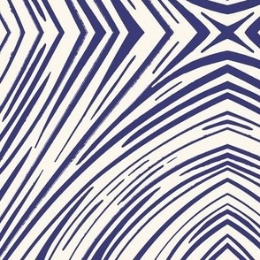 Zigzag zebra abstract in blue and white, jumbo scale for bed linen, wallpaper and large scale items.