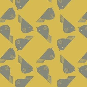 Morning Bird Chirps - yellow, kharki