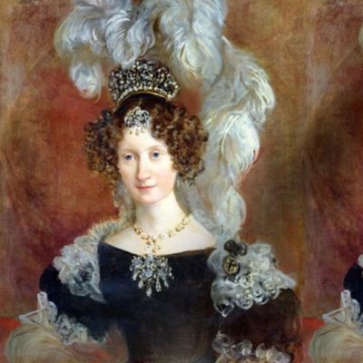 ringlets curly hair white feathers crown tiara headdress baroque Victorian gold embroidery lace beautiful lady  princess queen diamonds puffy sleeves necklace pendant royalty woman beauty antique rococo portraits elegant gothic lolita egl 19th neoclassica