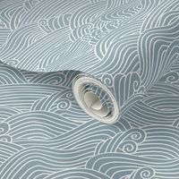 Stormy ocean waves and surf vibes salty water abstract storm boho minimal Scandinavian style stripes white on moody blue 