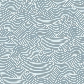 Stormy ocean waves and surf vibes salty water abstract storm boho minimal Scandinavian style stripes white on moody blue 