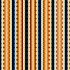 Abstract Stripe Print in Cream, Blue, Dark Orange Small