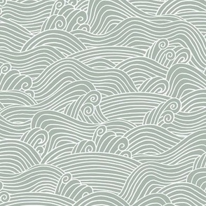 Stormy japan ocean waves and surf vibes salty water abstract storm boho minimal Scandinavian style stripes white on sage green