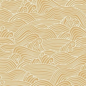 Stormy japan ocean waves and surf vibes salty water abstract storm boho minimal Scandinavian style stripes white on mustard yellow