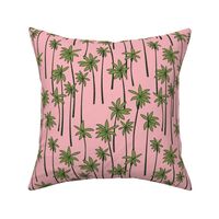 Palm tree paradise summer surf Hawaii island vibes coconut forest trees abstract summer design green pink