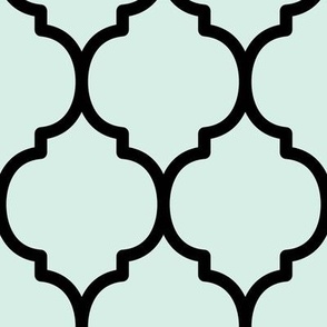 Extra Large Moroccan Tile Pattern - Sea Foam and Black