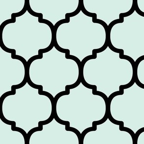 Large Moroccan Tile Pattern - Sea Foam and Black