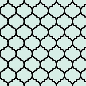 Moroccan Tile Pattern - Sea Foam and Black