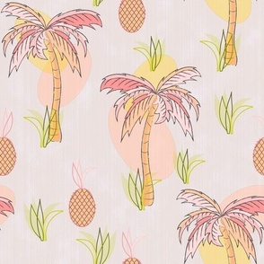 Palm trees Mid century Textured in peach