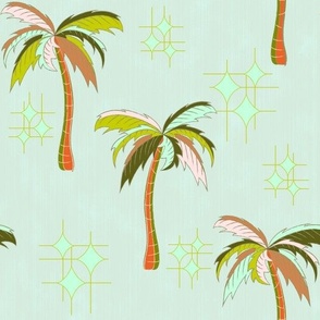 Palm trees Mid Century Textured green