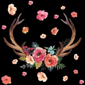 8" Floral Deer Garden - Black 