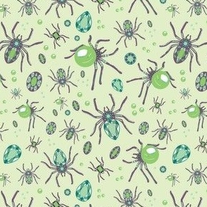 Bejeweled Spiders in Phosphorescent Green