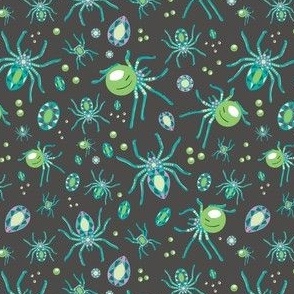 Bejeweled Spiders in Slate