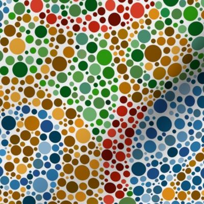 overlapping Ishihara colorblindness tests - bright primary colors