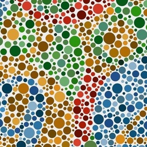 overlapping Ishihara colorblindness tests - bright primary colors