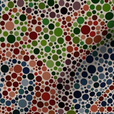 overlapping Ishihara colorblindness tests in dark muted colors