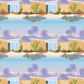 Palm Springs // Normal Scale // California Vibe // Palm Springs // Mountains Pool Palm Trees // Blue Background 