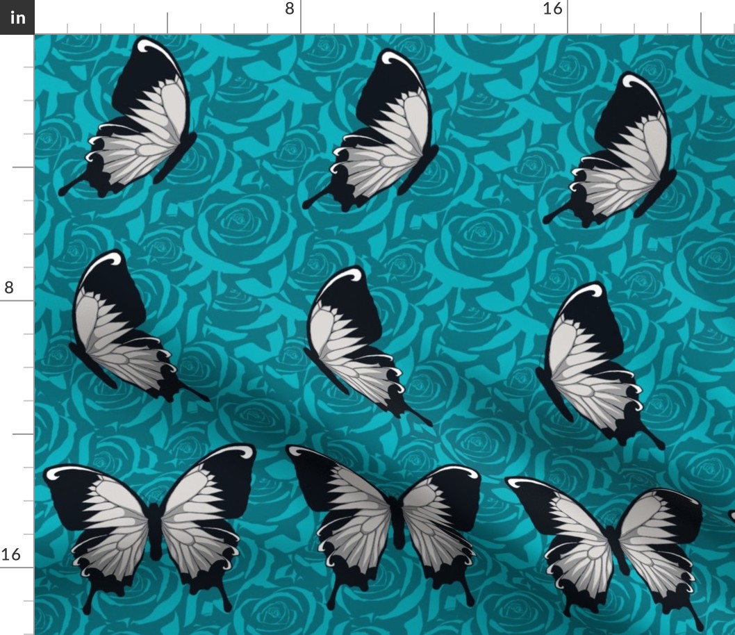 Gray Butterflies on Blue