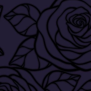Large Rose Cutout Pattern - Elderberry and Black