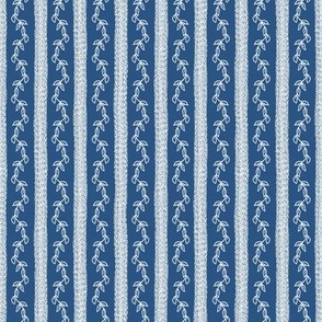 Aegean Blue and White Vines and Soft Stripes