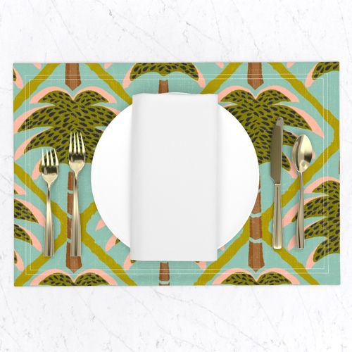 Palm Tree Diamond Pattern - Palm Springs Teal - Jumbo