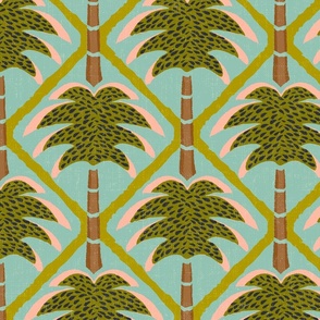 Palm Tree Diamond Pattern - Palm Springs Teal - Jumbo