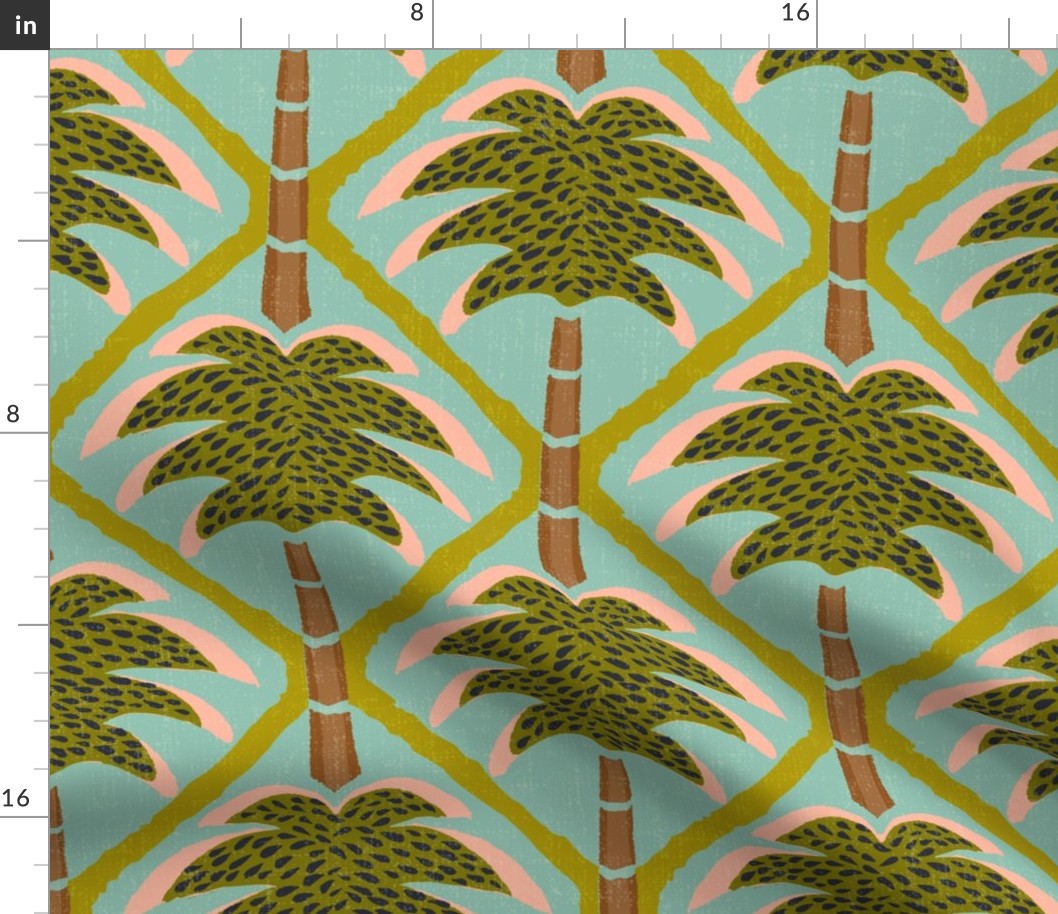 Palm Tree Diamond Pattern - Palm Springs Teal - Jumbo