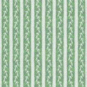Spring Green and White Vines and Soft Stripes