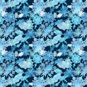 Turquiose  Snowflakes on Navy Blue
