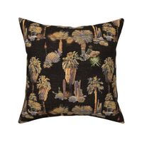 Palm Springs Southwest Desert Floral - Palm Trees, Aloe, Yucca and Cactus on a Mid Century Boho Barkcloth Faux Texture