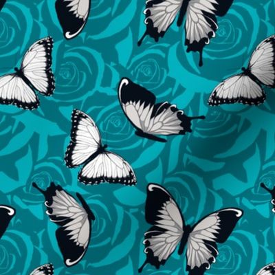 Small Gray Butterflies on Blue
