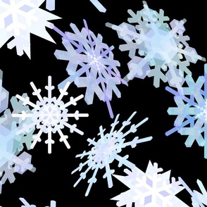 Stylized Snowflakes on Black